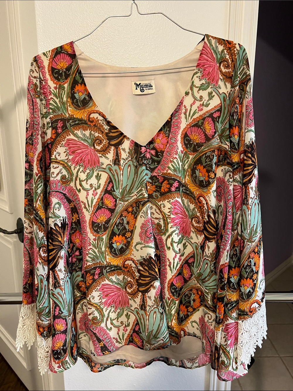 SHOW ME YOUR MUMU Mal Top Floral Paisley V-Neck tunic or mini - Pink Multi